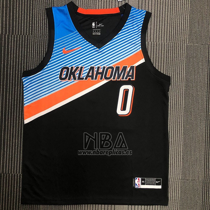 Camiseta Oklahoma City Thunder Russell Westbrook NO 0 Ciudad 2020-21 Negro